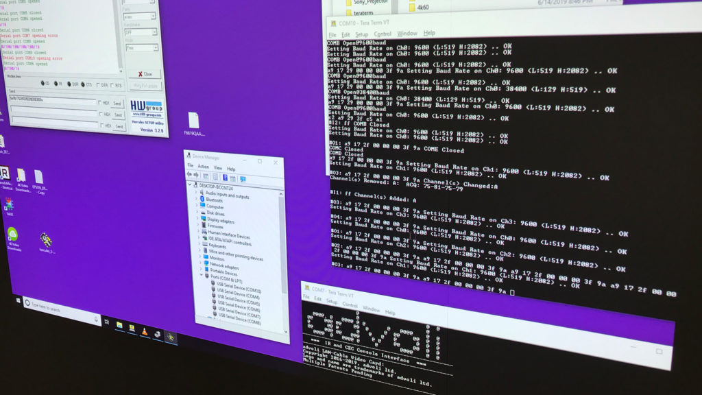 Testing UART of Sony projectors with advoli video cards