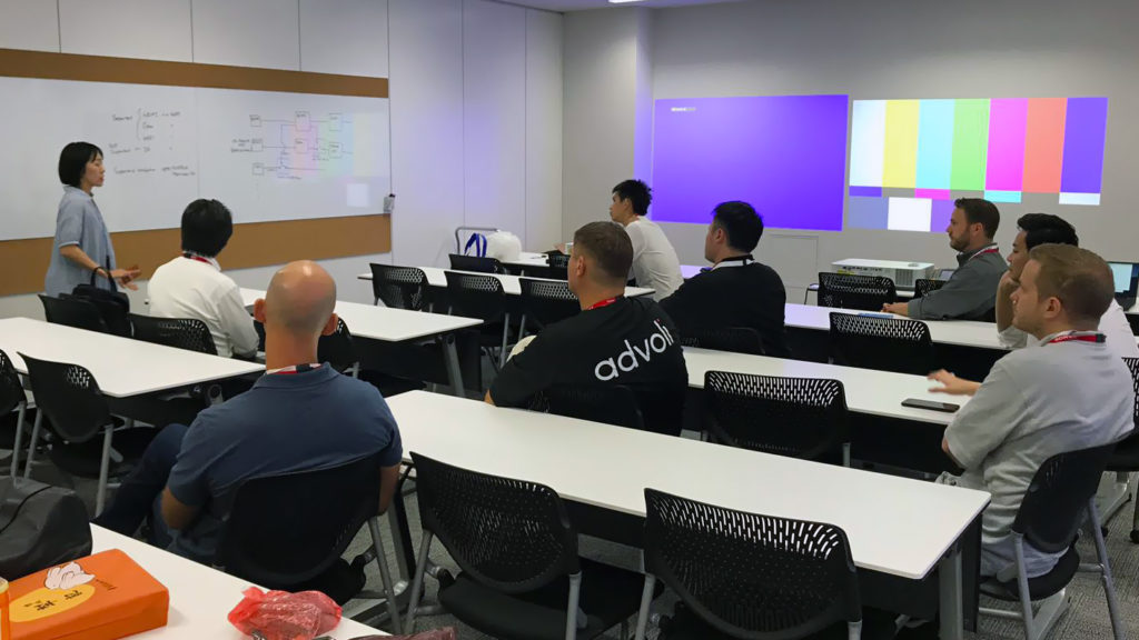 Team 1 of HDBaseT Plugfest 2019 getting an introduction to Sony projectors